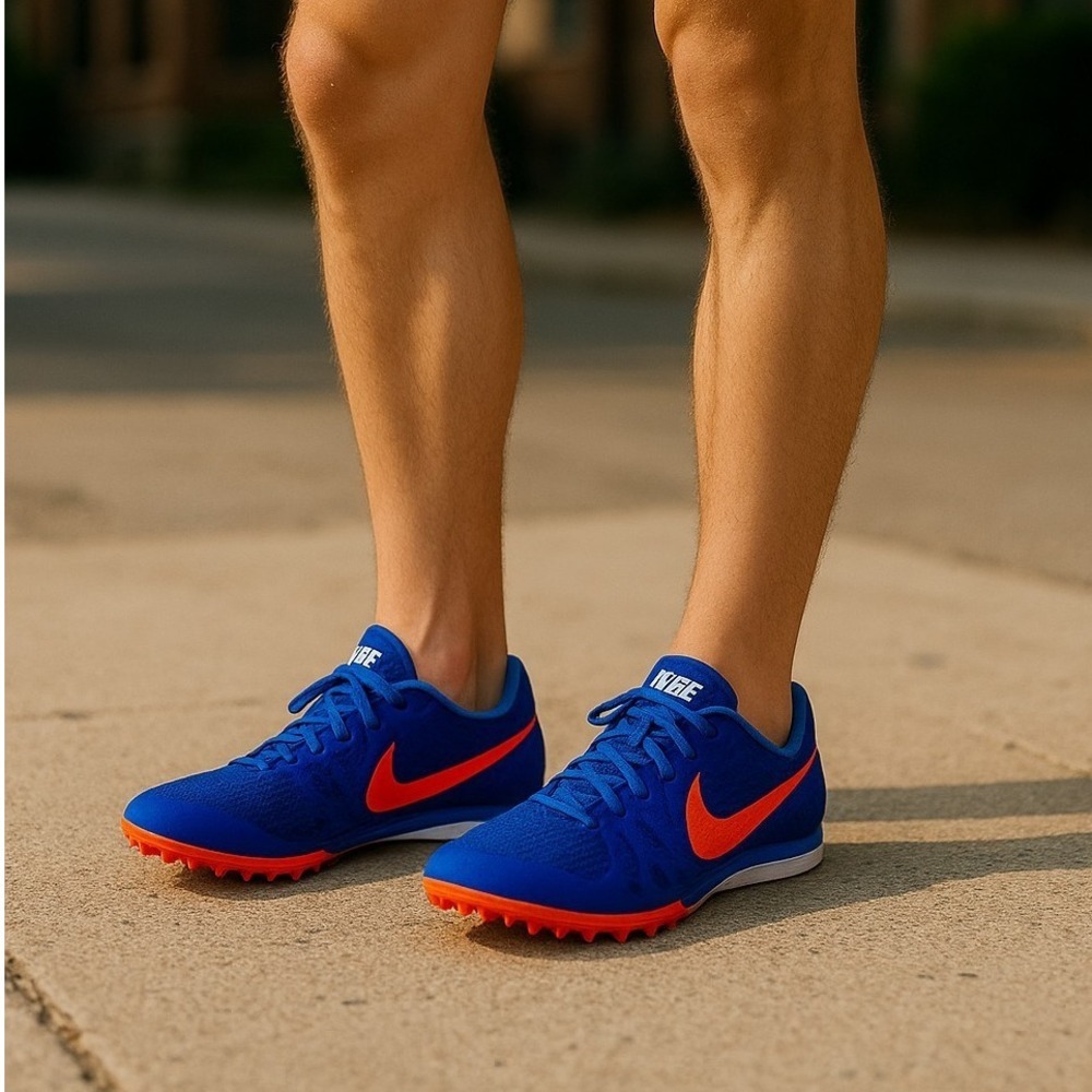 Nike Rival M8 Multi Use Racing Track Cleats with Spikes Blue Orange Mens Size 13